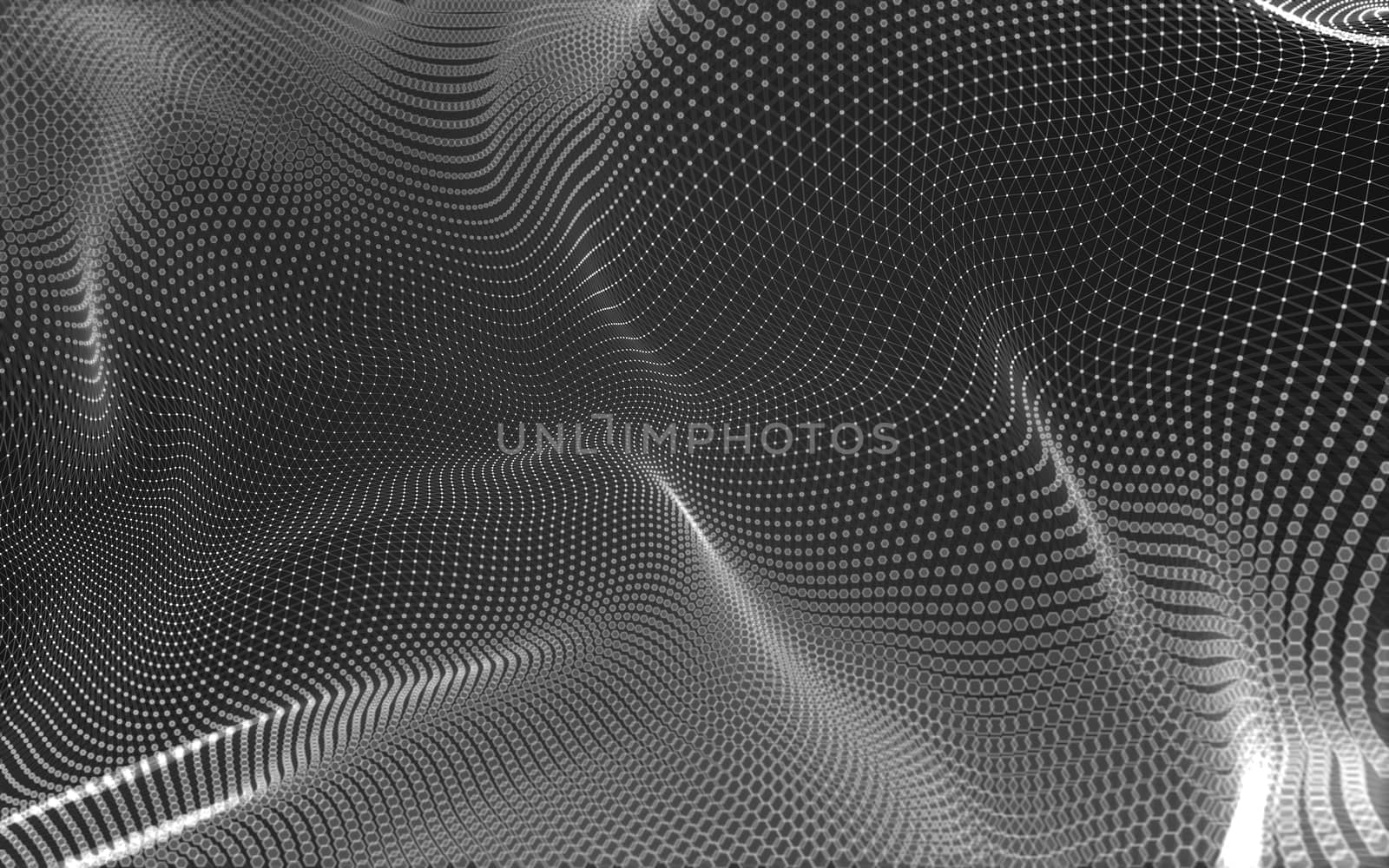 Abstract polygonal space low poly dark background, 3d rendering by teerawit