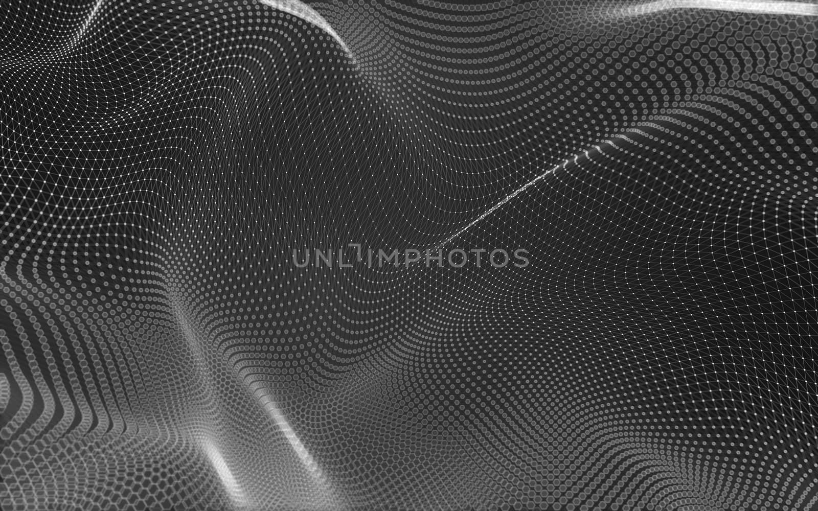 Abstract polygonal space low poly dark background, 3d rendering by teerawit