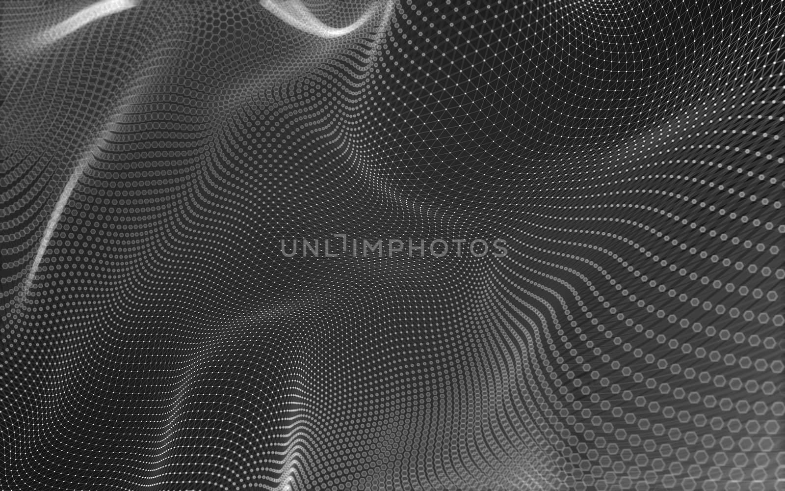 Abstract polygonal space low poly dark background with connecting dots and lines. Connection structure. 3d rendering