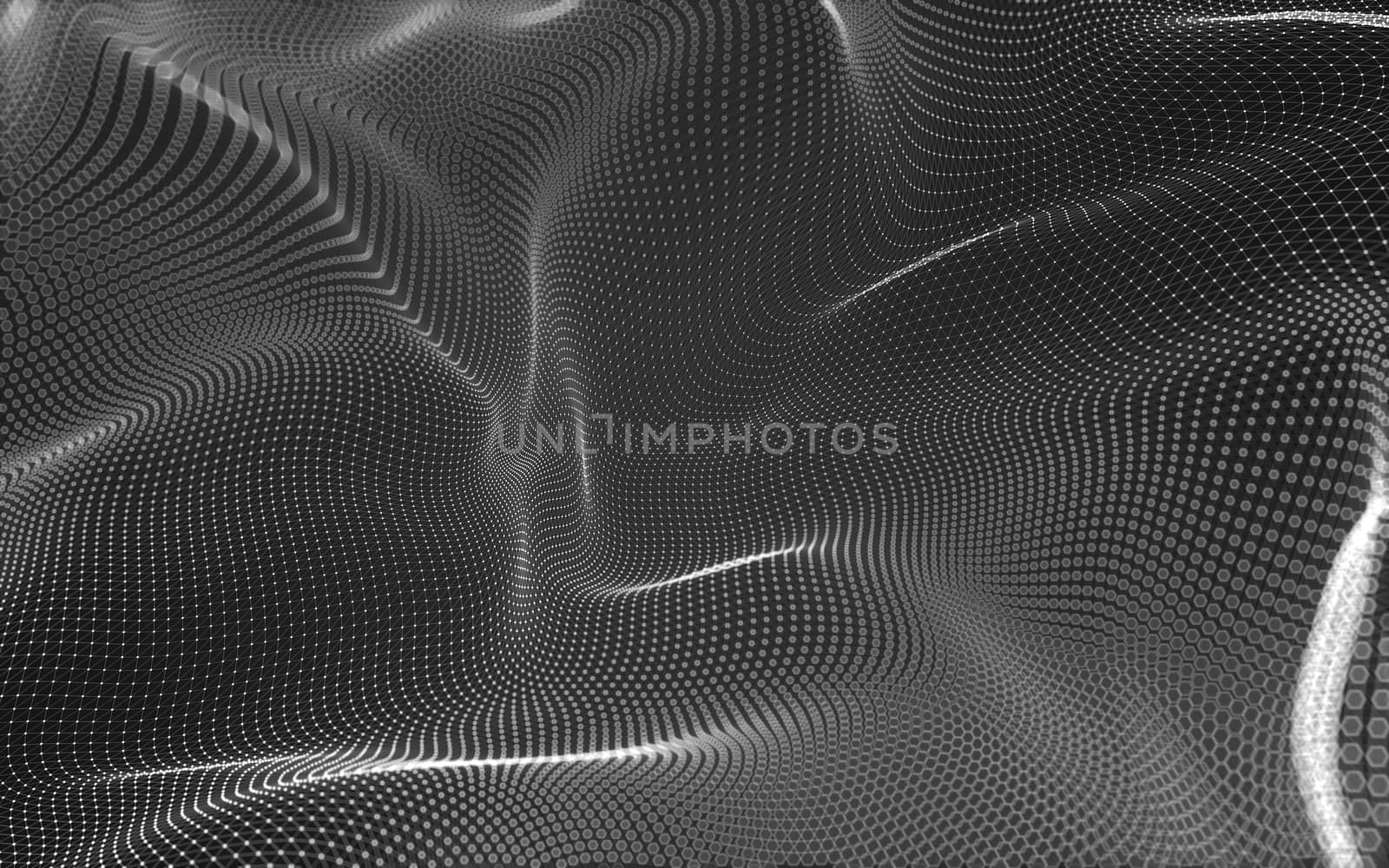 Abstract polygonal space low poly dark background, 3d rendering by teerawit