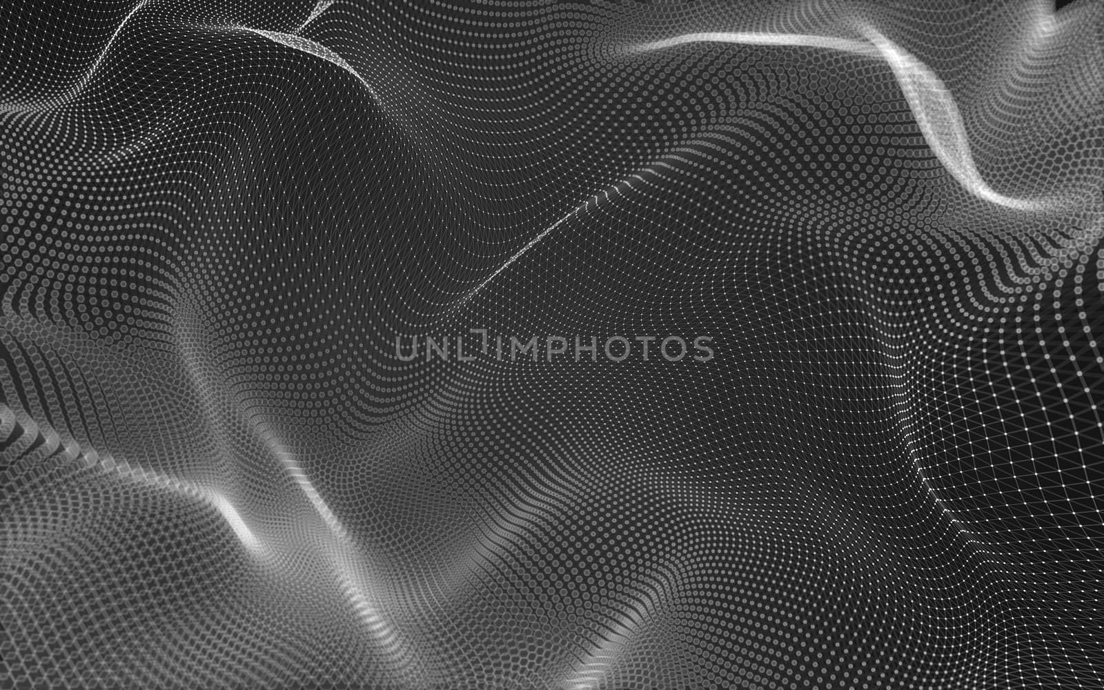 Abstract polygonal space low poly dark background with connecting dots and lines. Connection structure. 3d rendering