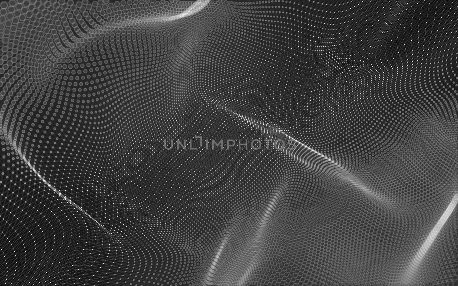 Abstract polygonal space low poly dark background, 3d rendering by teerawit