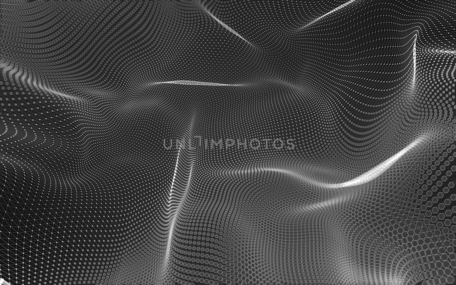 Abstract polygonal space low poly dark background with connecting dots and lines. Connection structure. 3d rendering