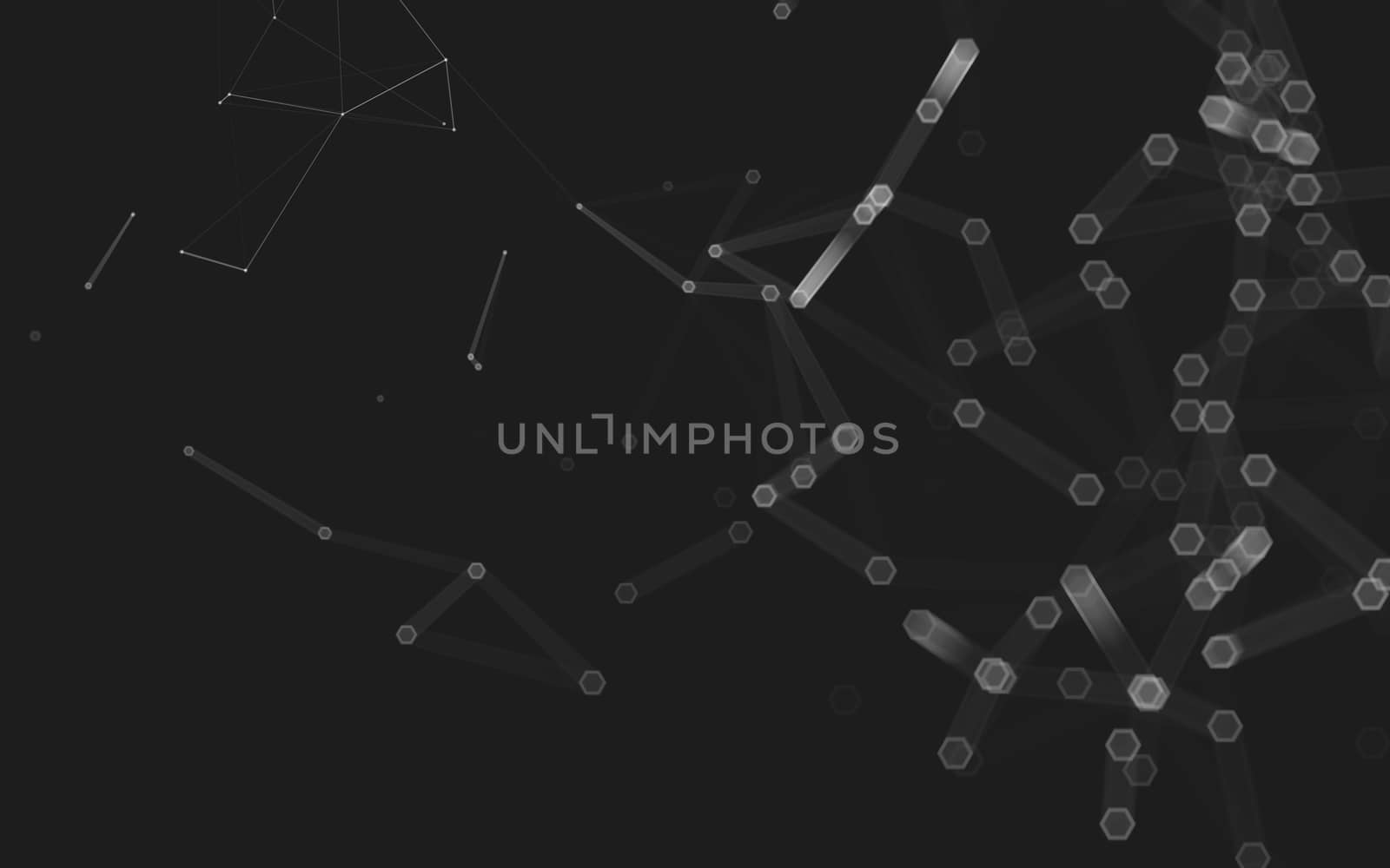 Abstract polygonal space low poly dark background with connecting dots and lines. Connection structure. 3d rendering