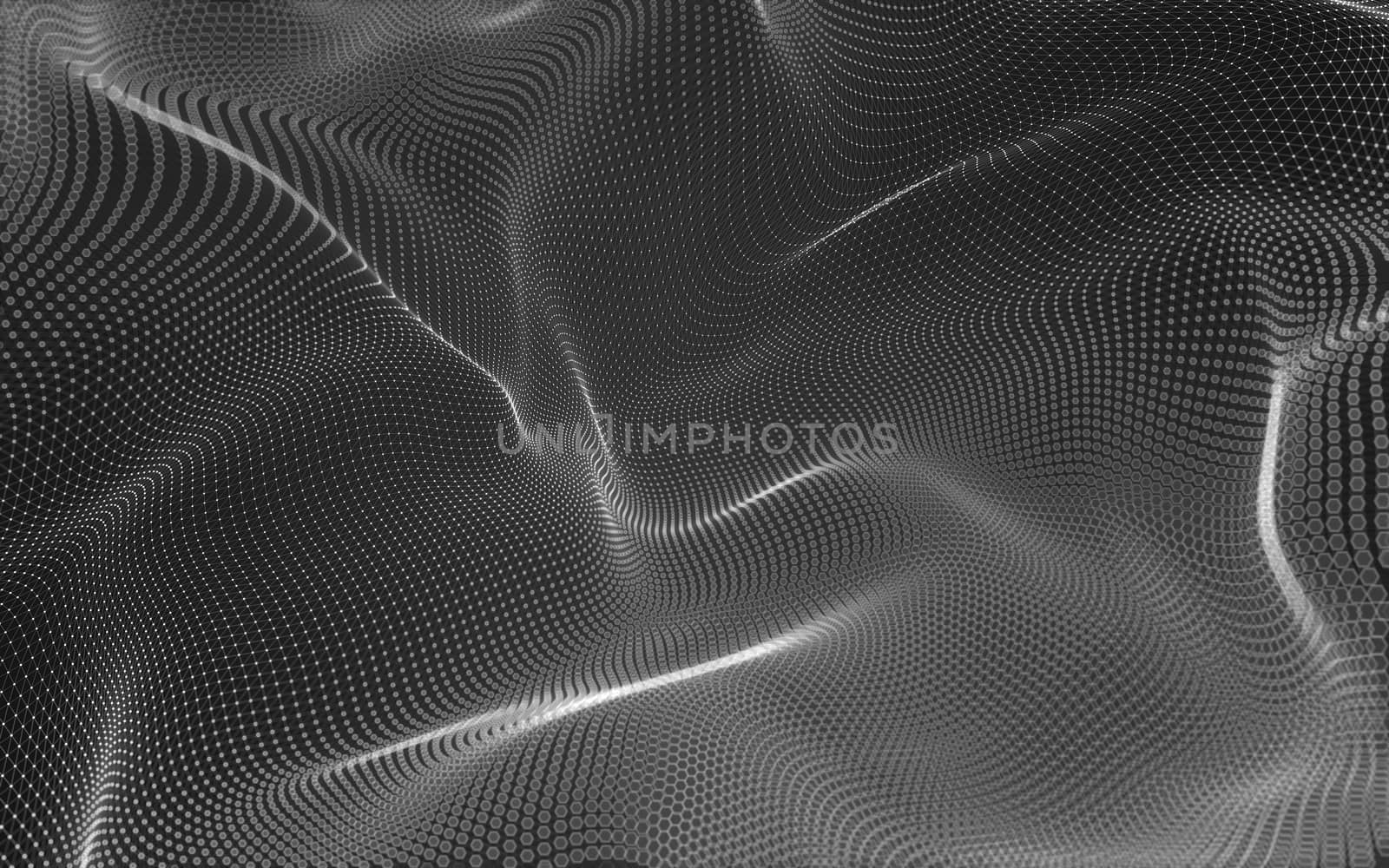 Abstract polygonal space low poly dark background with connecting dots and lines. Connection structure. 3d rendering