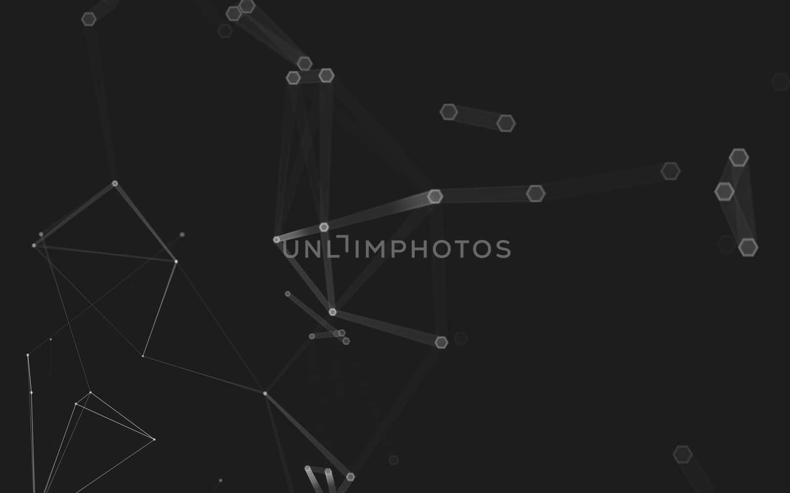 Abstract polygonal space low poly dark background with connecting dots and lines. Connection structure. 3d rendering