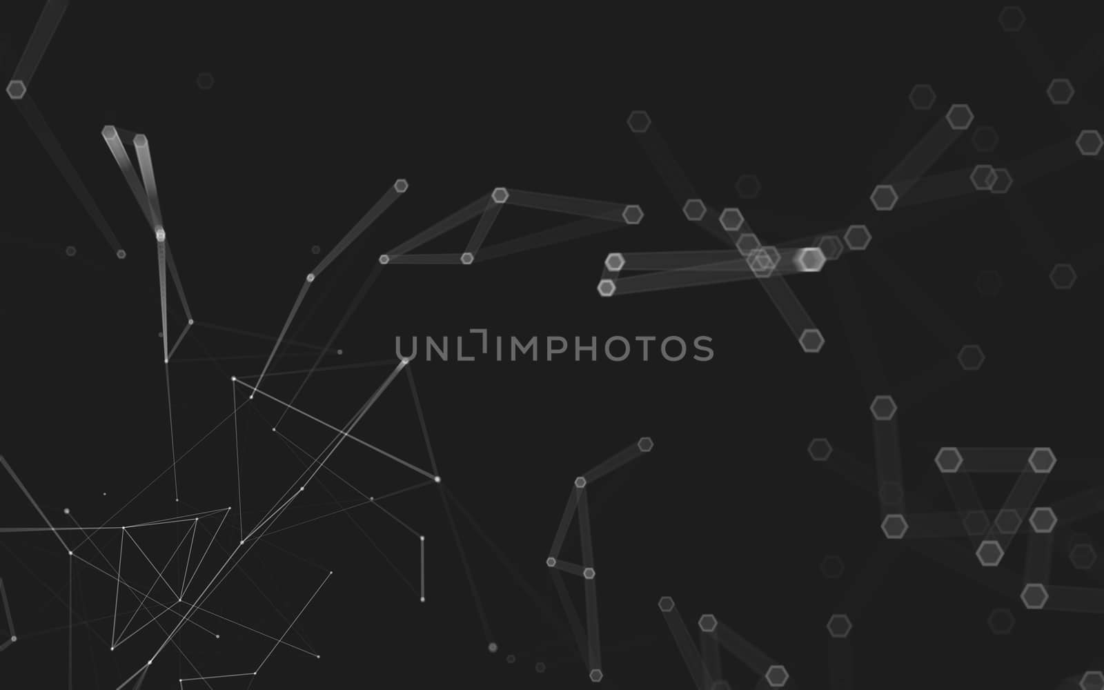 Abstract polygonal space low poly dark background with connecting dots and lines. Connection structure. 3d rendering