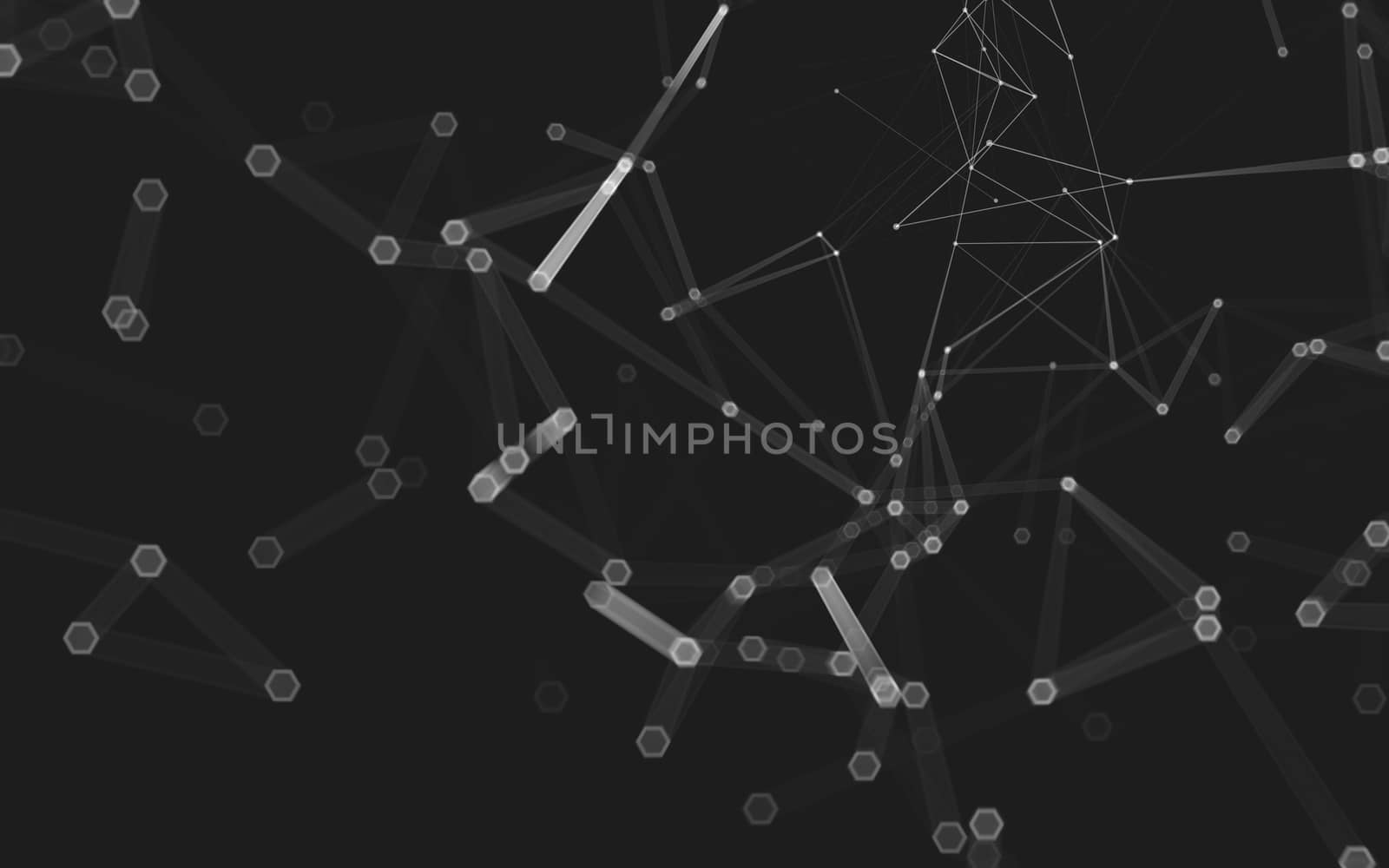 Abstract polygonal space low poly dark background with connecting dots and lines. Connection structure. 3d rendering