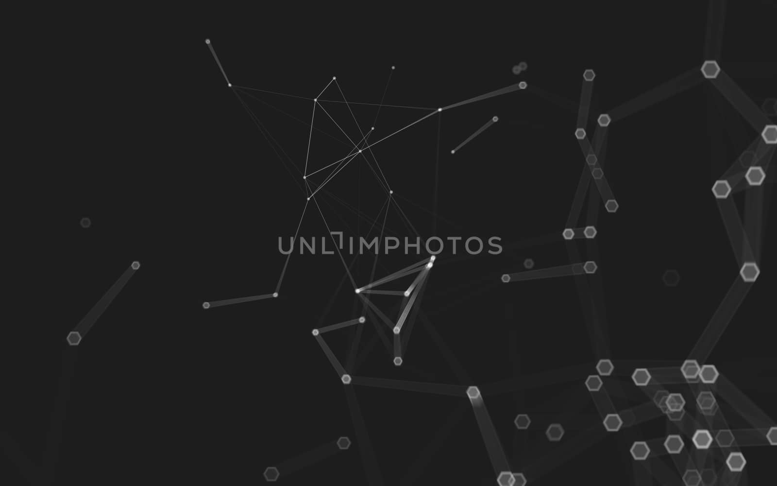 Abstract polygonal space low poly dark background with connecting dots and lines. Connection structure. 3d rendering