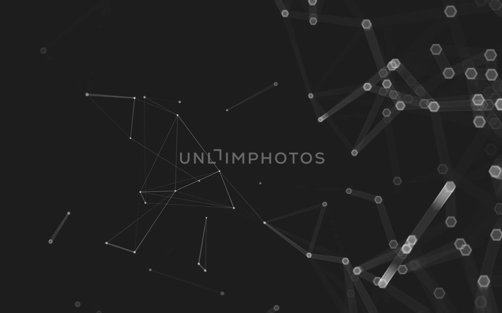 Abstract polygonal space low poly dark background with connecting dots and lines. Connection structure. 3d rendering