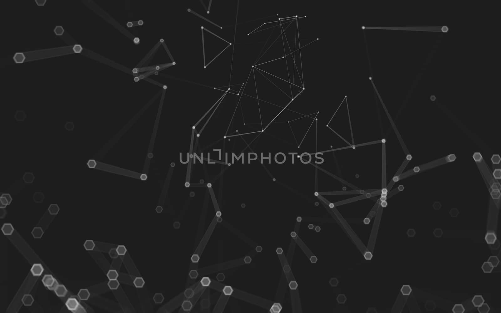 Abstract polygonal space low poly dark background, 3d rendering by teerawit