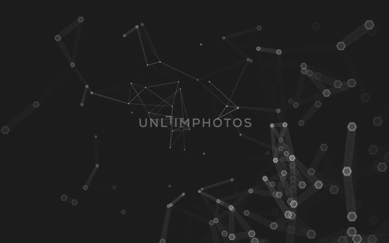 Abstract polygonal space low poly dark background with connecting dots and lines. Connection structure. 3d rendering