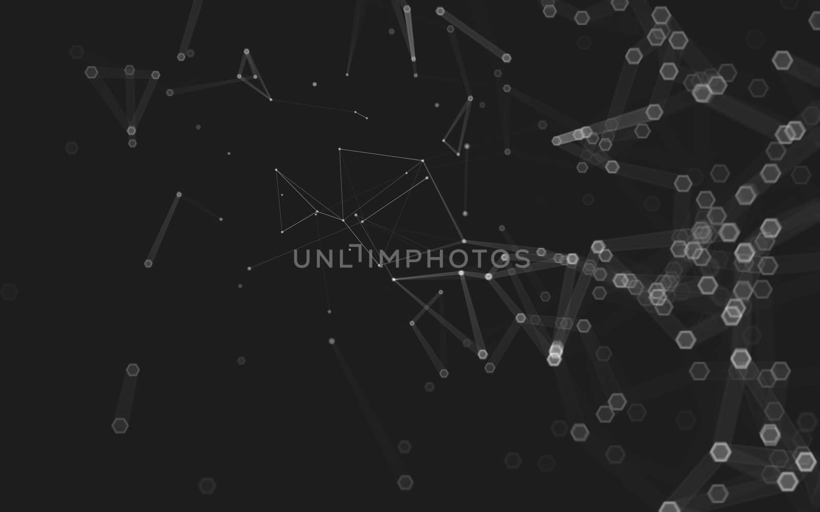 Abstract polygonal space low poly dark background, 3d rendering by teerawit