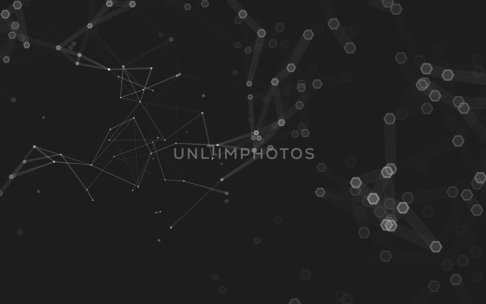 Abstract polygonal space low poly dark background with connecting dots and lines. Connection structure. 3d rendering