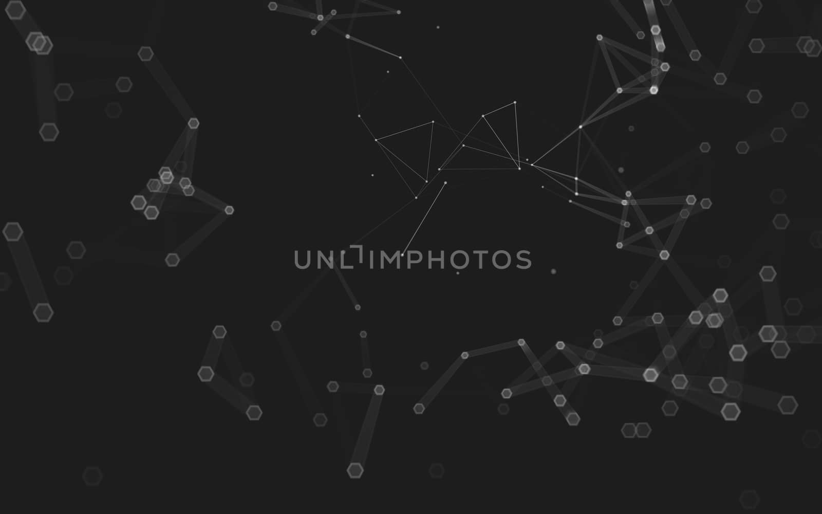 Abstract polygonal space low poly dark background with connecting dots and lines. Connection structure. 3d rendering