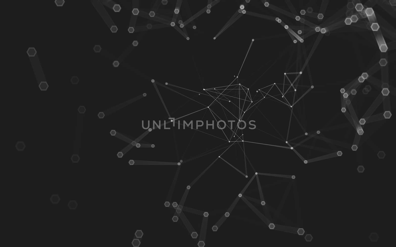 Abstract polygonal space low poly dark background with connecting dots and lines. Connection structure. 3d rendering