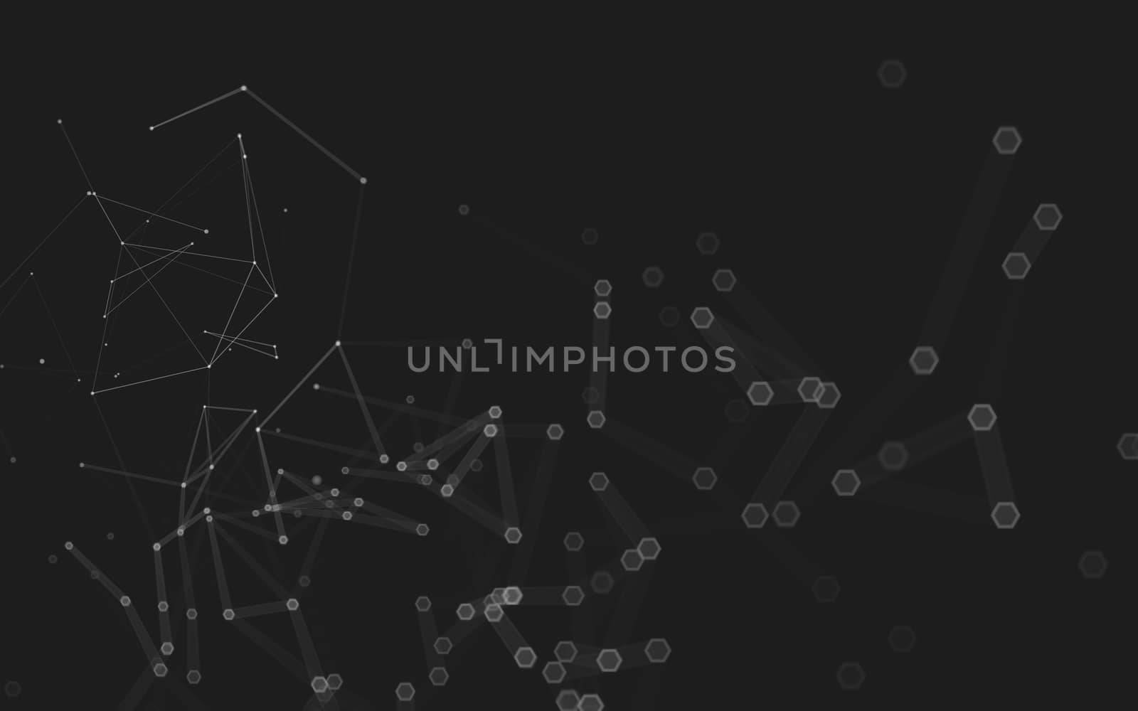 Abstract polygonal space low poly dark background with connecting dots and lines. Connection structure. 3d rendering