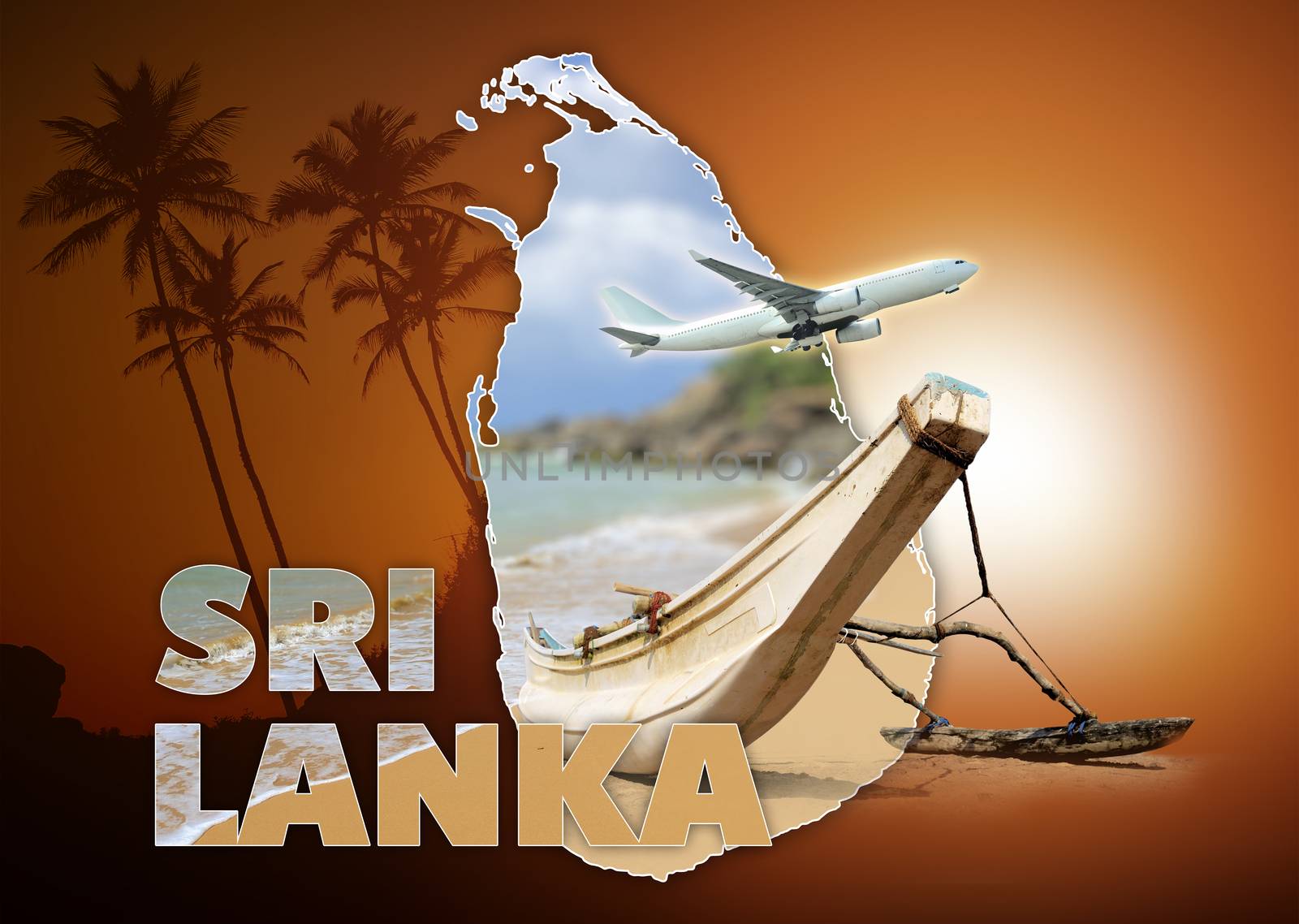 Sri Lanka travel concept on brown background