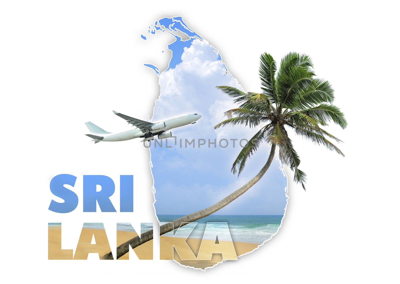 Sri Lanka travel concept on white background