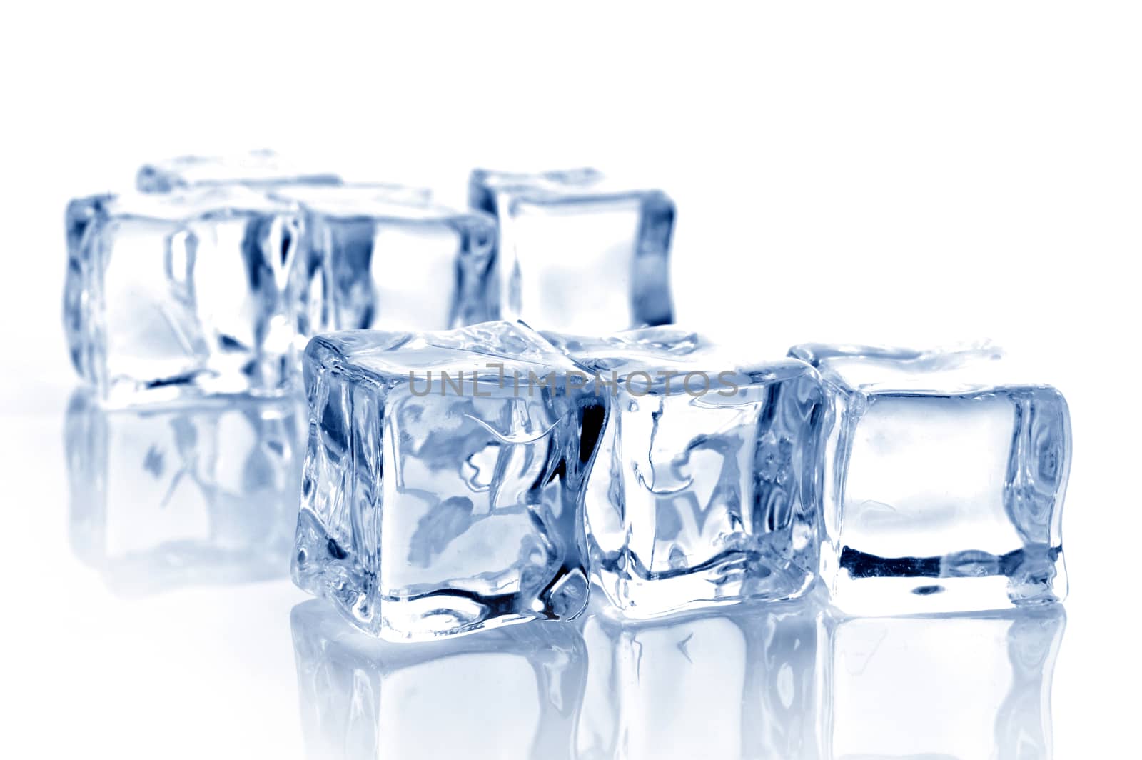 Ice cubes on white background