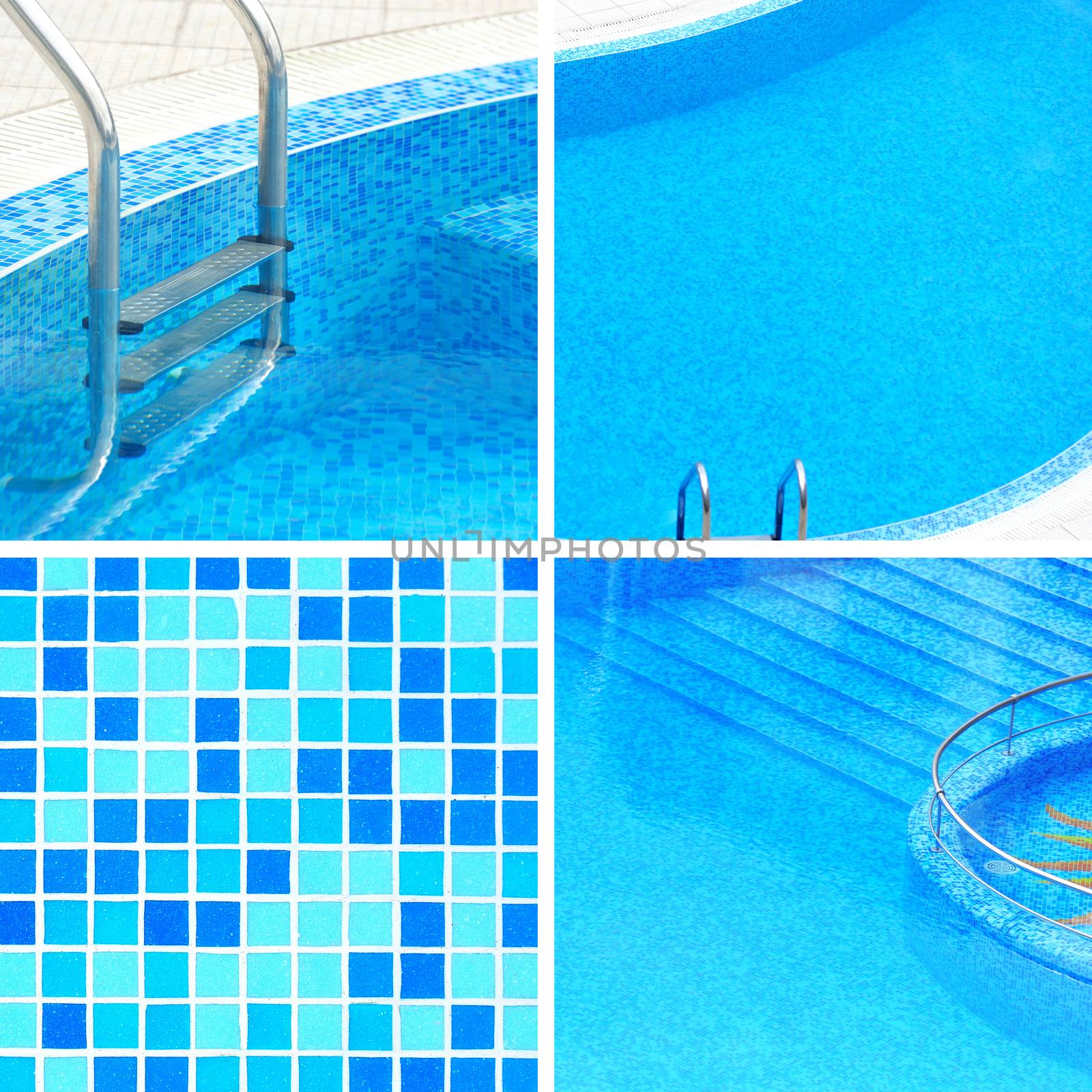 Swimming pool collage with four elements