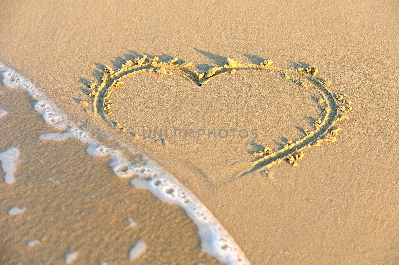 Heart drawn in the sand on a beach