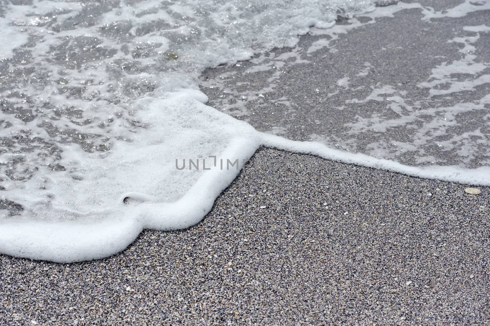 Sea foam and pebbles in a beach / Pebble background