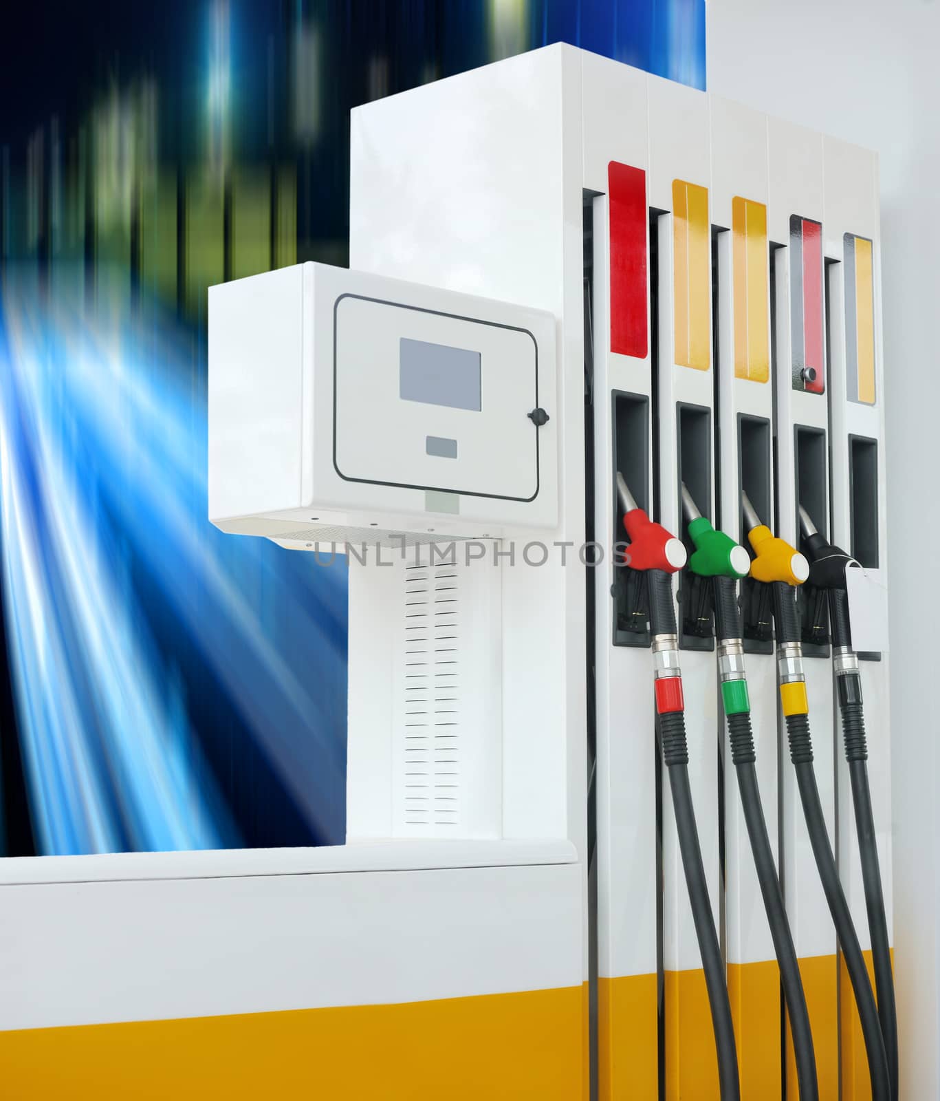 Closeup petrol pump gas station