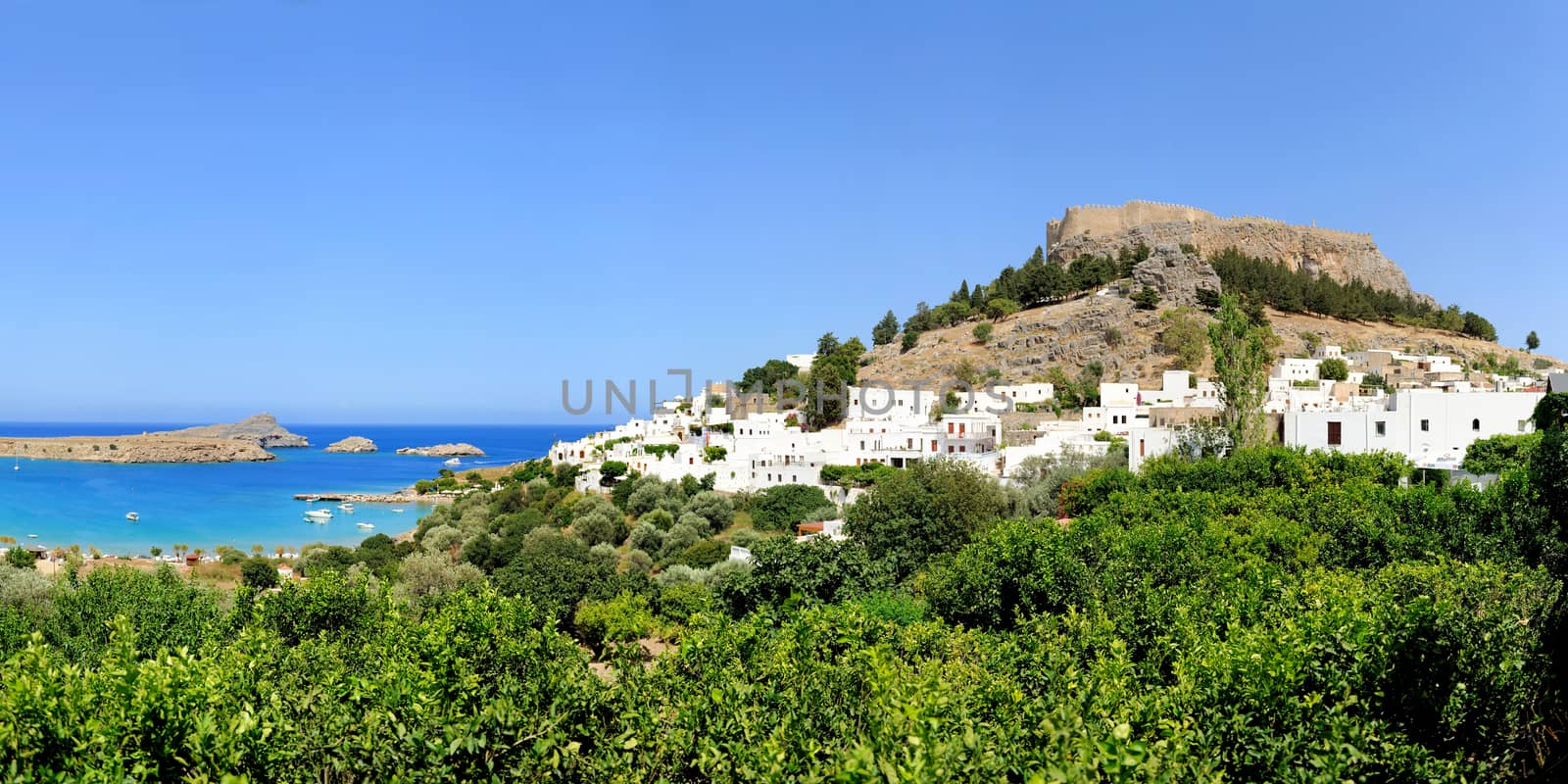 Rhodes island - view of Lindos bay