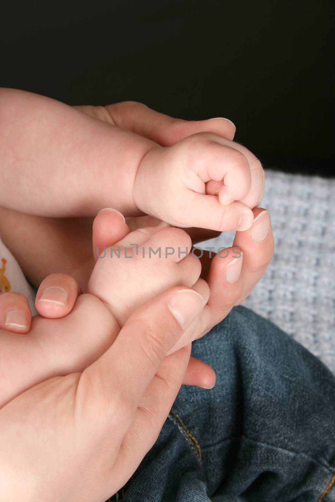 Hand of a baby in his mothers hand