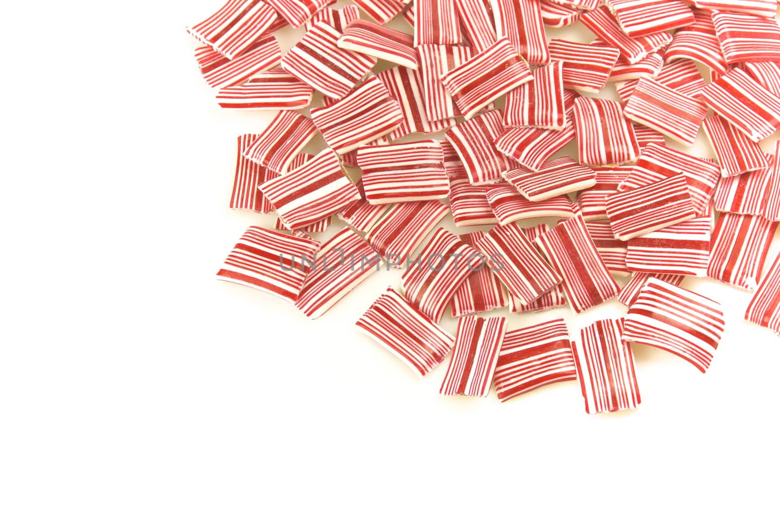 Pile of candy on a white background