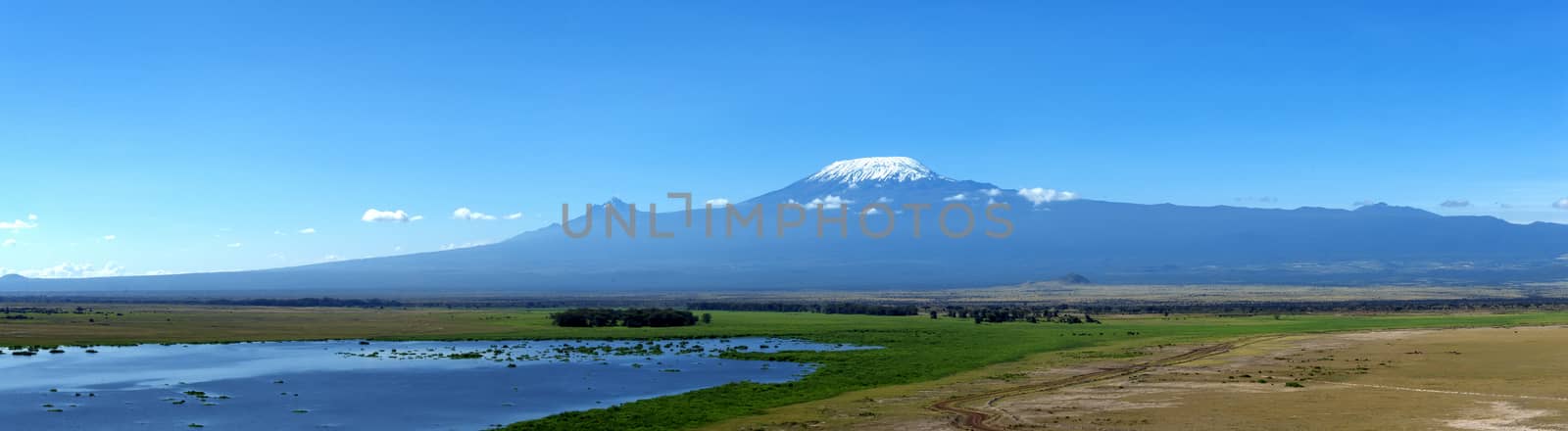 Snow on top of Mount Kilimanjaro in Amboseli