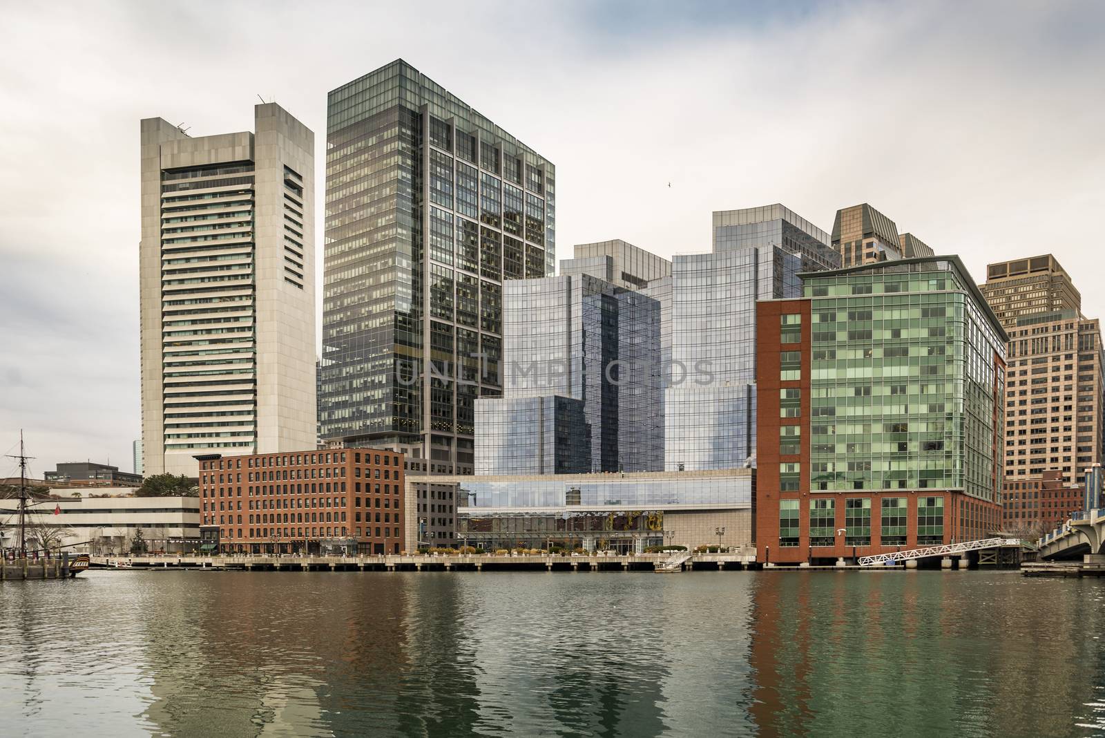 Portrait of Downtown financial district in Boston, MA USA