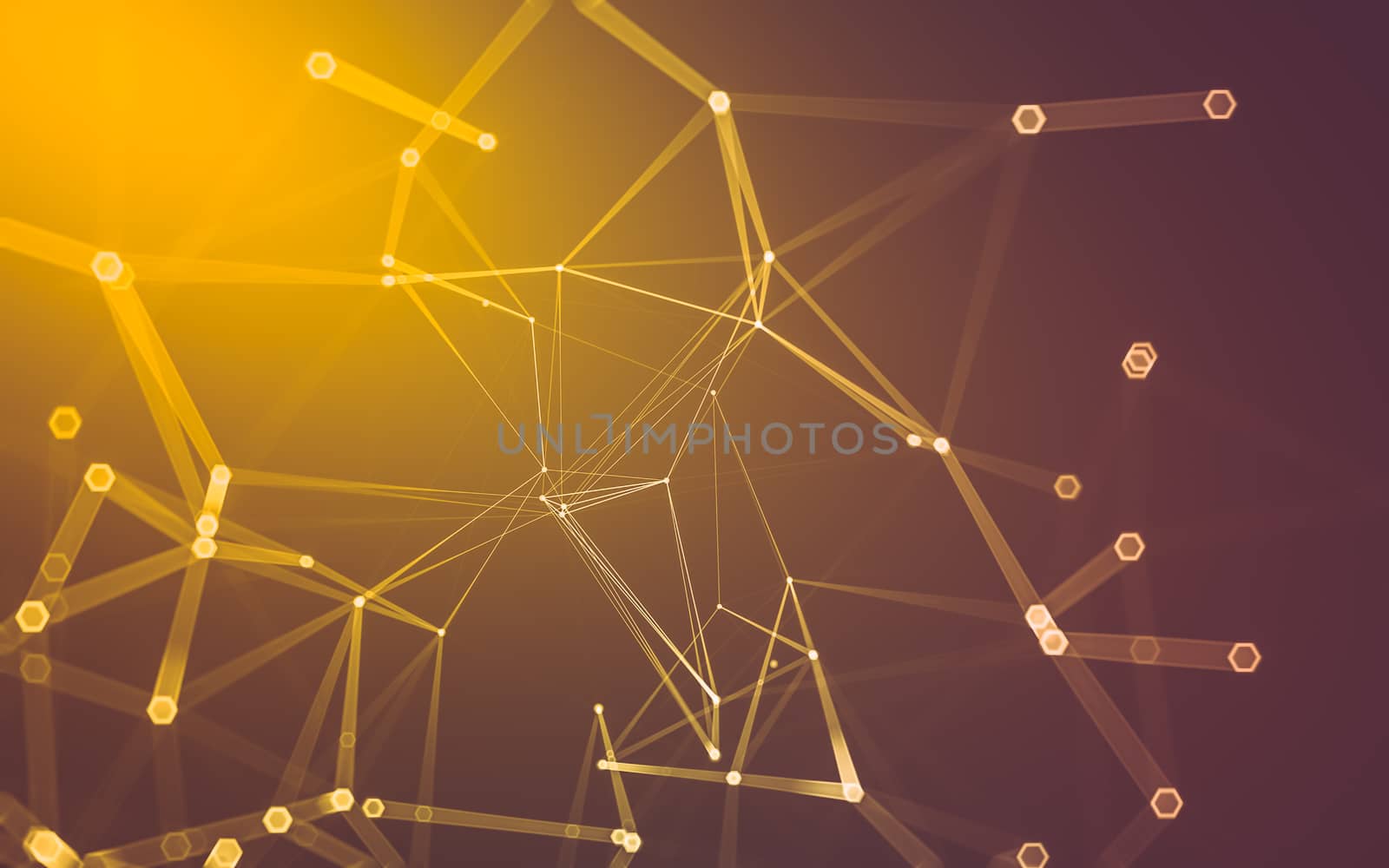 Abstract polygonal space low poly dark background, 3d rendering by teerawit