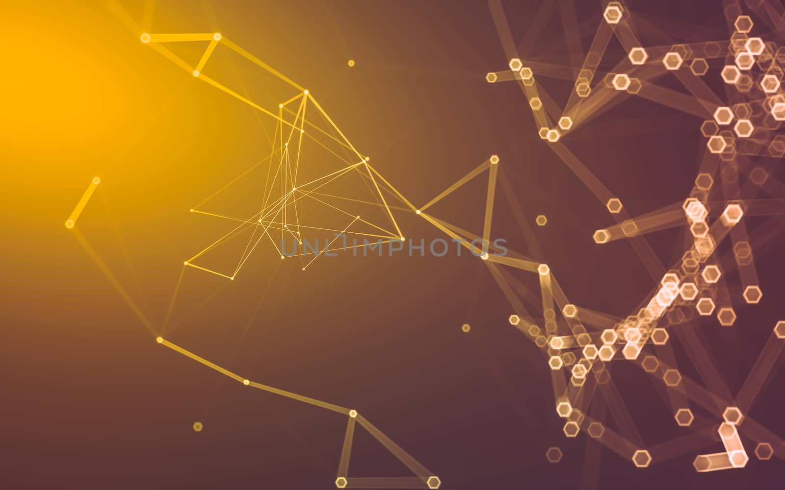 Abstract polygonal space low poly dark background with connecting dots and lines. Connection structure. 3d rendering