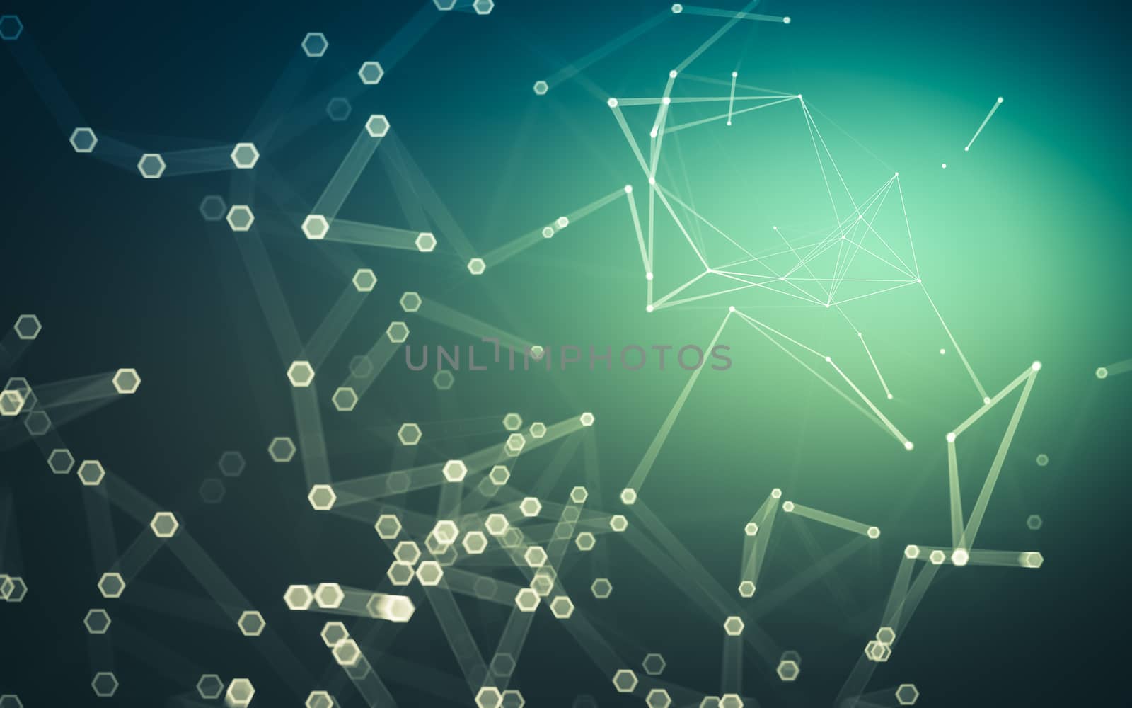 Abstract polygonal space low poly dark background with connecting dots and lines. Connection structure. 3d rendering