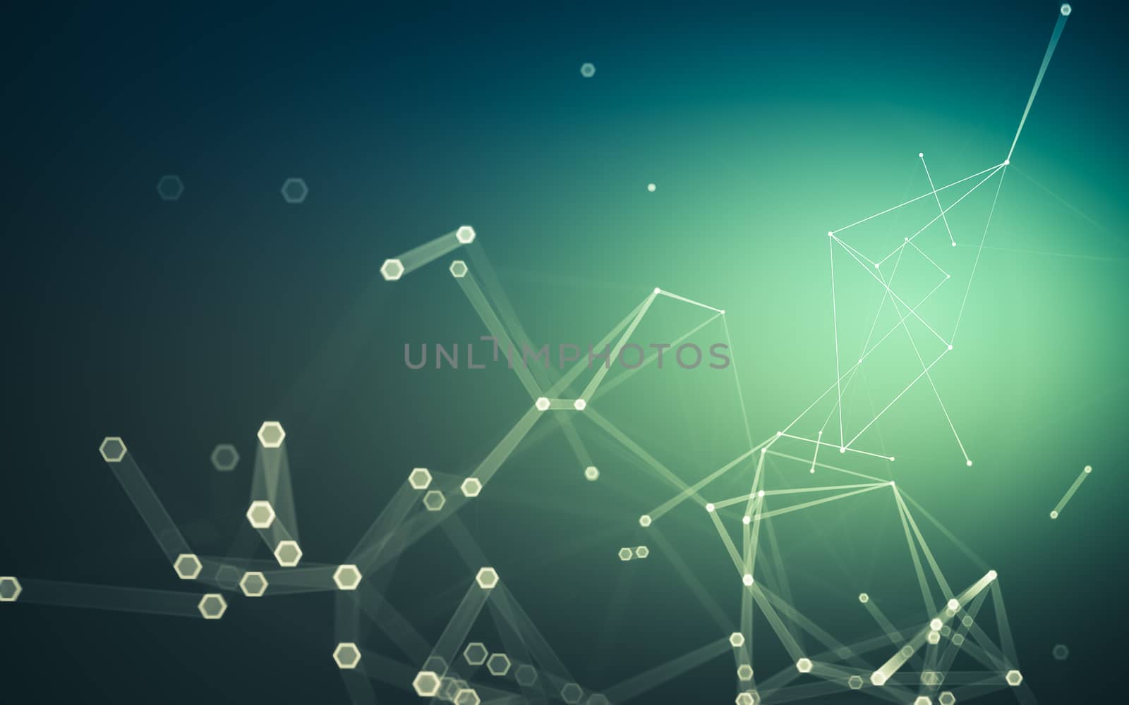 Abstract polygonal space low poly dark background with connecting dots and lines. Connection structure. 3d rendering