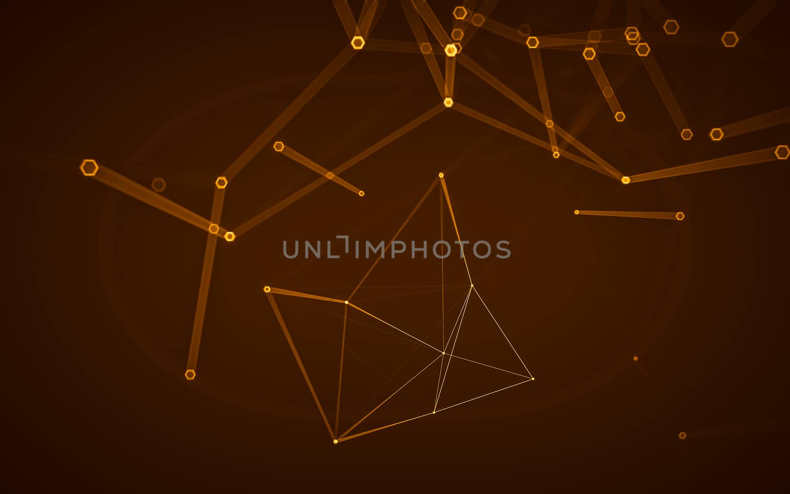 Abstract polygonal space low poly dark background with connecting dots and lines. Connection structure. 3d rendering