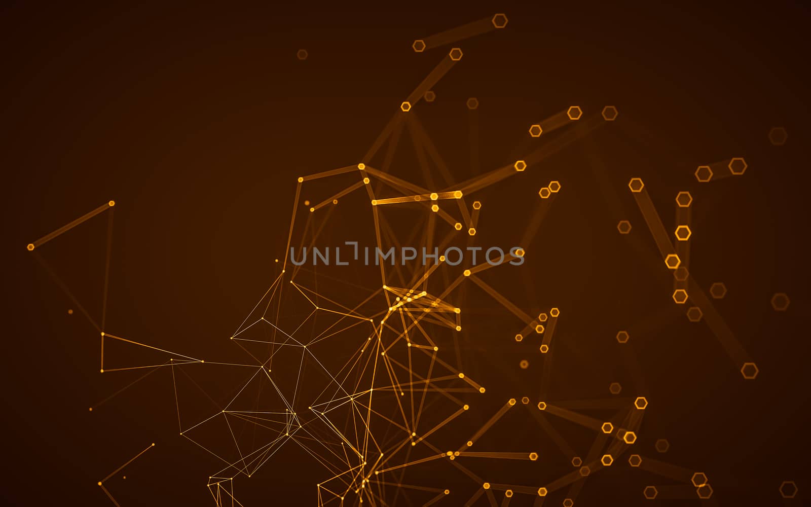 Abstract polygonal space low poly dark background, 3d rendering by teerawit