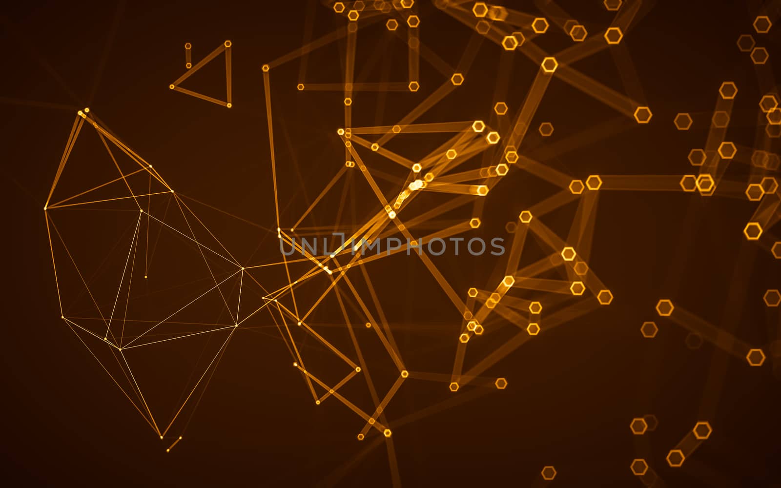 Abstract polygonal space low poly dark background, 3d rendering by teerawit