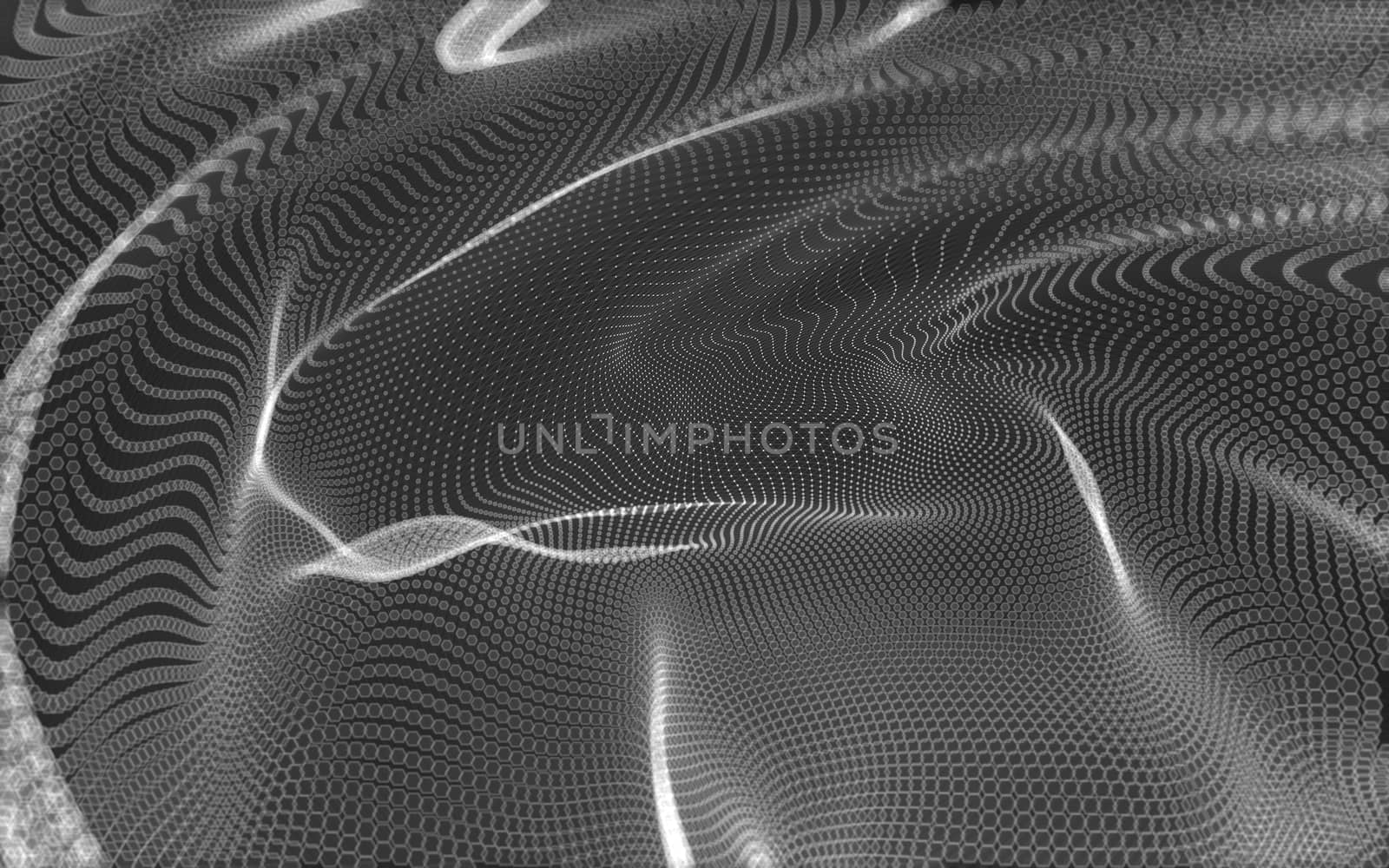 Abstract polygonal space low poly dark background with connecting dots and lines. Connection structure. 3d rendering