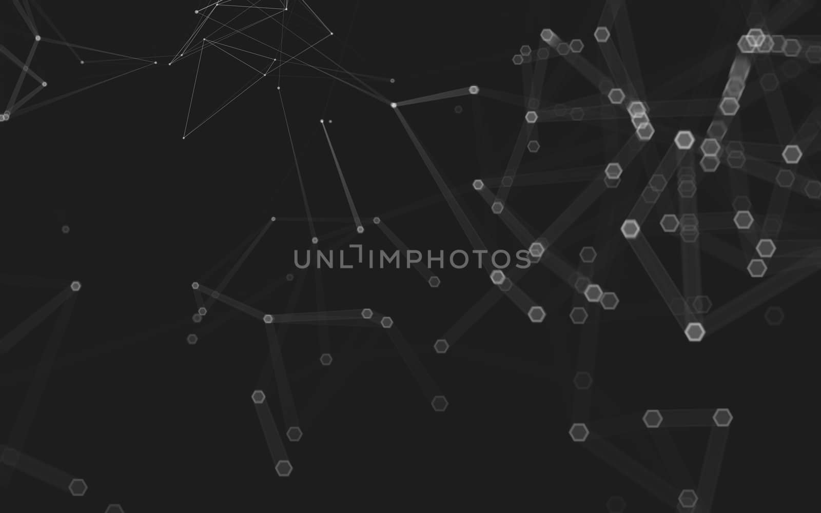 Abstract polygonal space low poly dark background with connecting dots and lines. Connection structure. 3d rendering