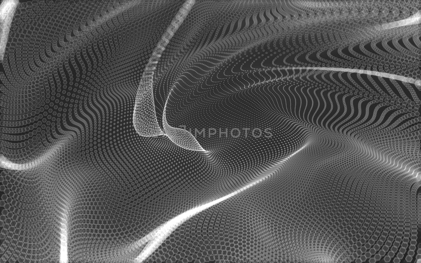 Abstract polygonal space low poly dark background with connecting dots and lines. Connection structure. 3d rendering