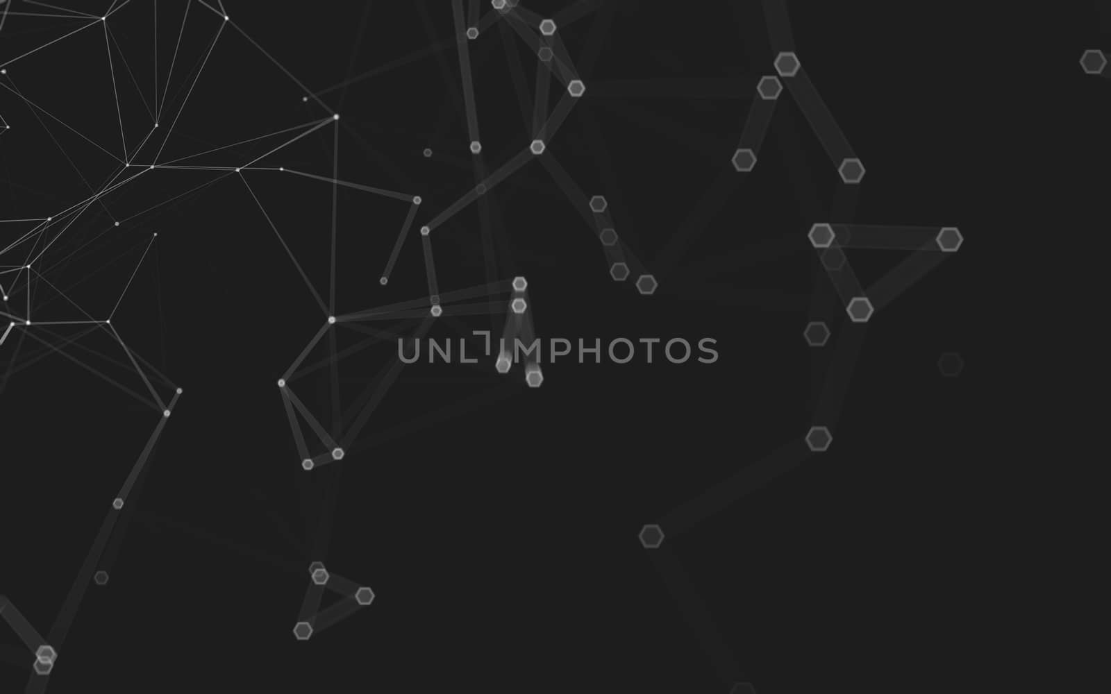 Abstract polygonal space low poly dark background with connecting dots and lines. Connection structure. 3d rendering