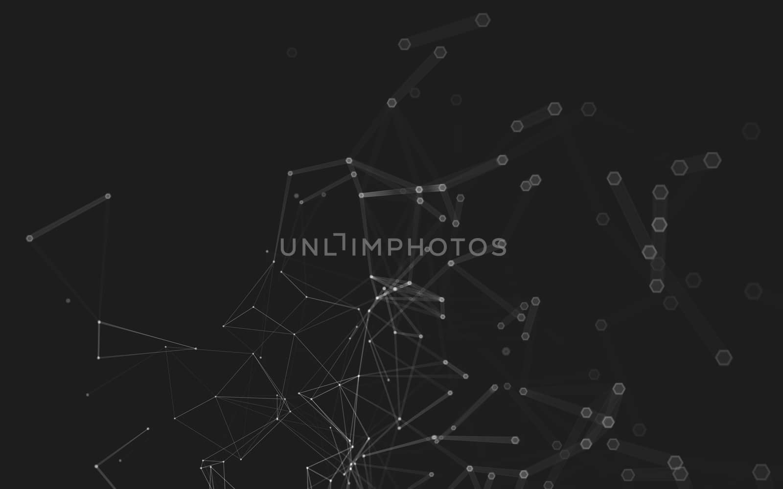 Abstract polygonal space low poly dark background with connecting dots and lines. Connection structure. 3d rendering