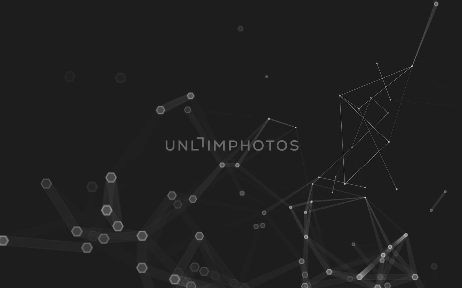 Abstract polygonal space low poly dark background with connecting dots and lines. Connection structure. 3d rendering