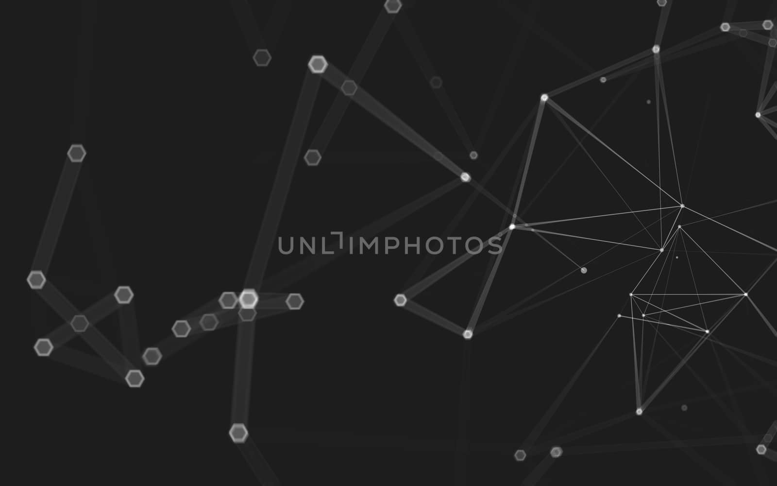 Abstract polygonal space low poly dark background with connecting dots and lines. Connection structure. 3d rendering