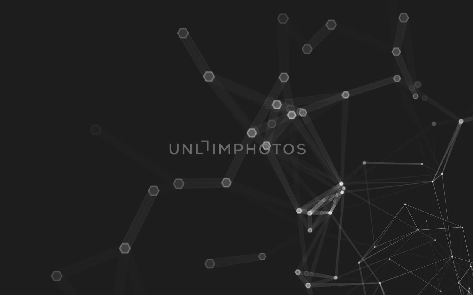 Abstract polygonal space low poly dark background with connecting dots and lines. Connection structure. 3d rendering