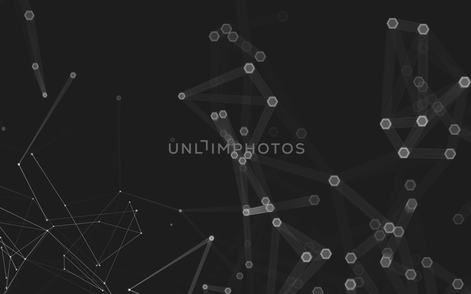 Abstract polygonal space low poly dark background with connecting dots and lines. Connection structure. 3d rendering