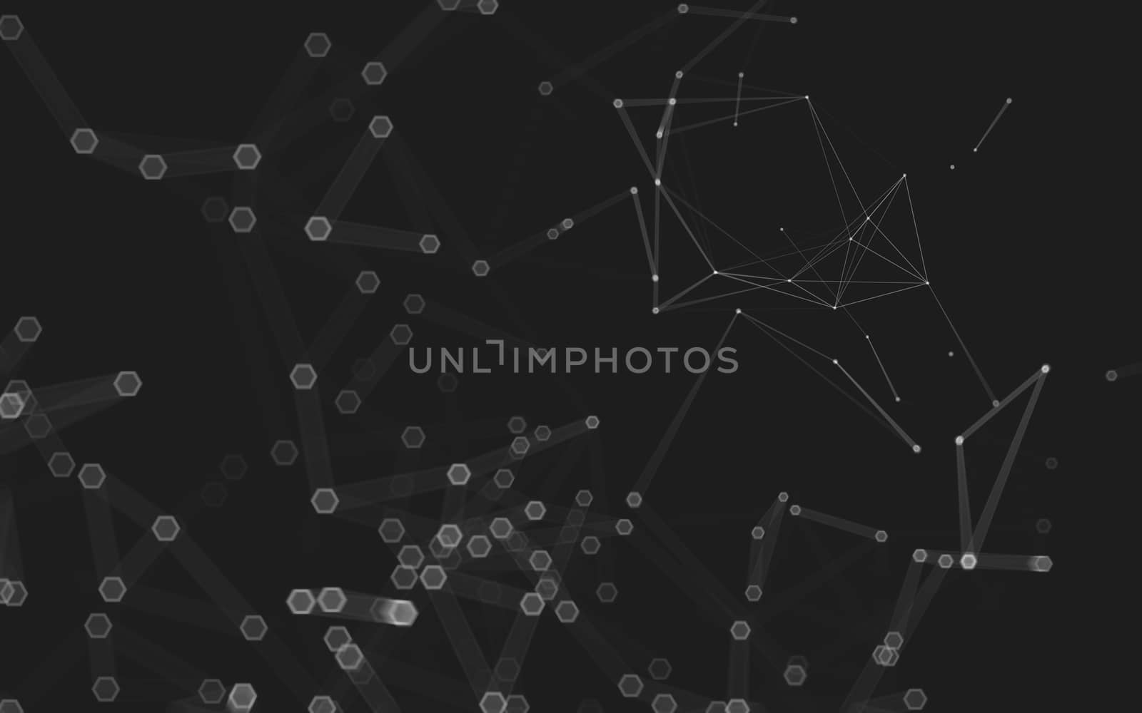 Abstract polygonal space low poly dark background with connecting dots and lines. Connection structure. 3d rendering